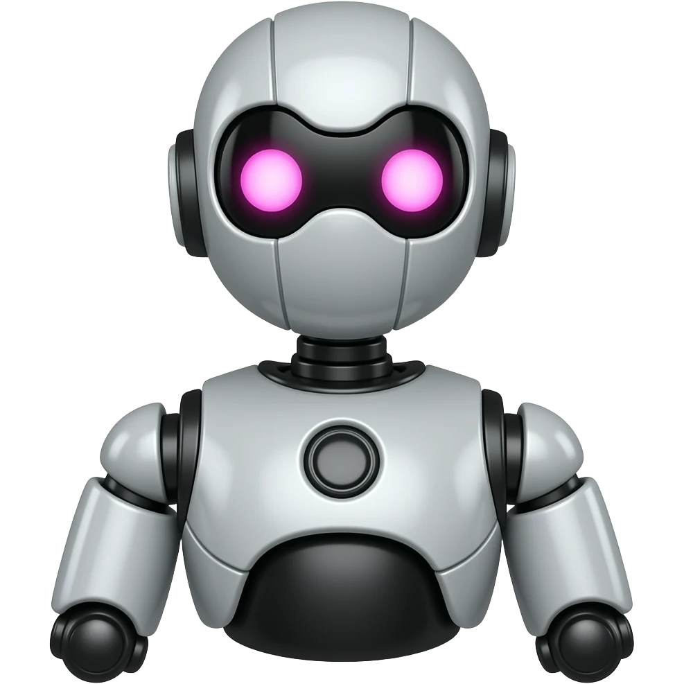 Robot with pink female eyes and black stomach emoji