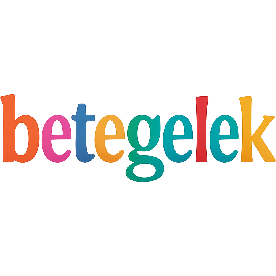 colorful modern text image with the word 'betegelek' in the center, varied colorful fonts, no emoji or face emoji