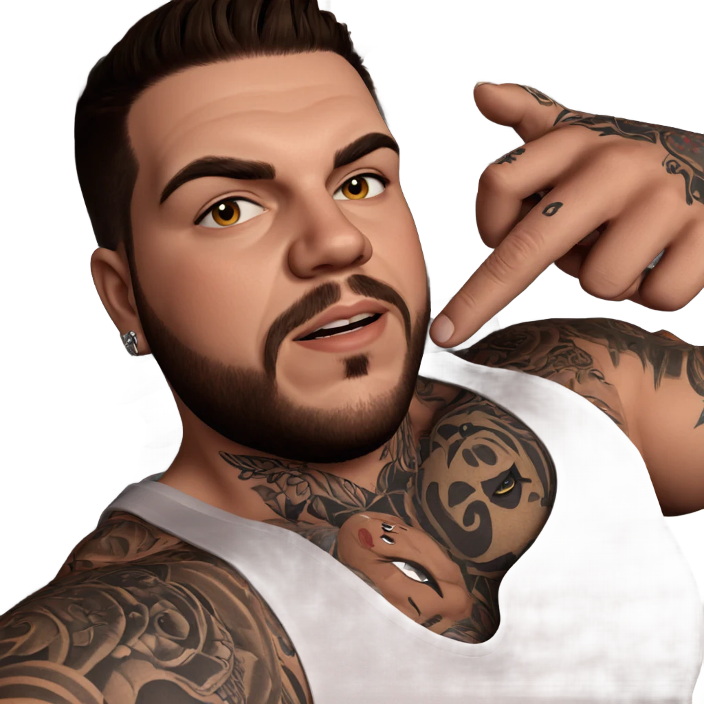 male portrait with tattoos emoji