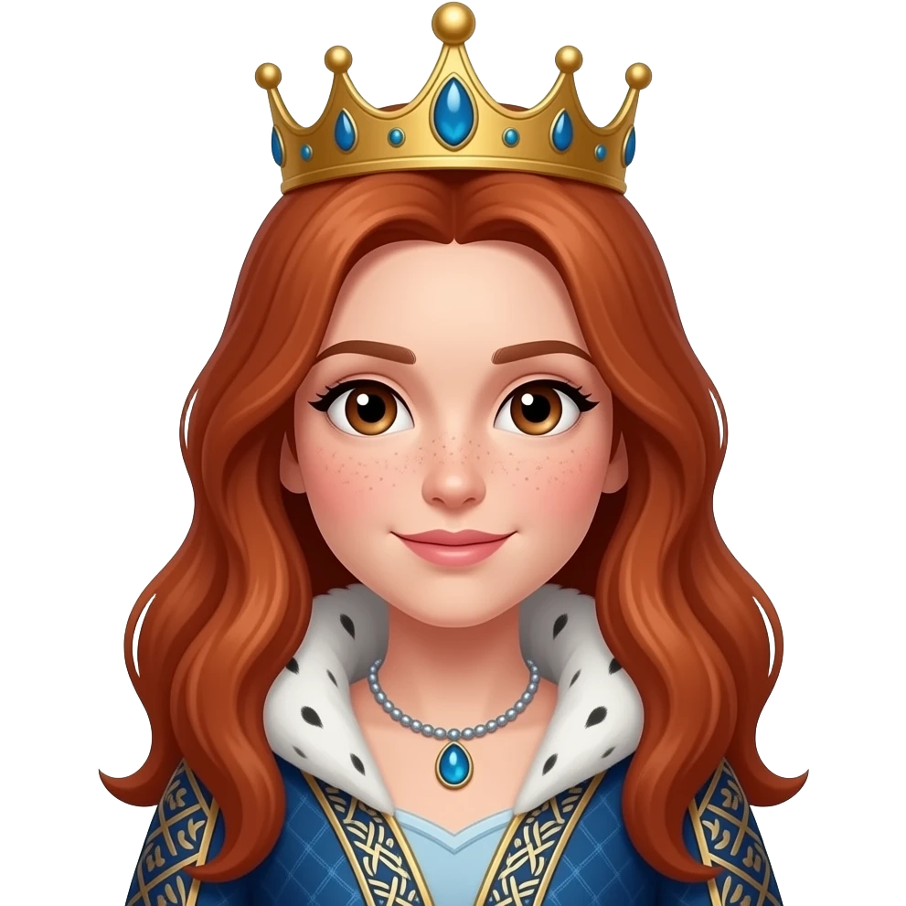 brown eyed Long red head queen with a little freckles emoji