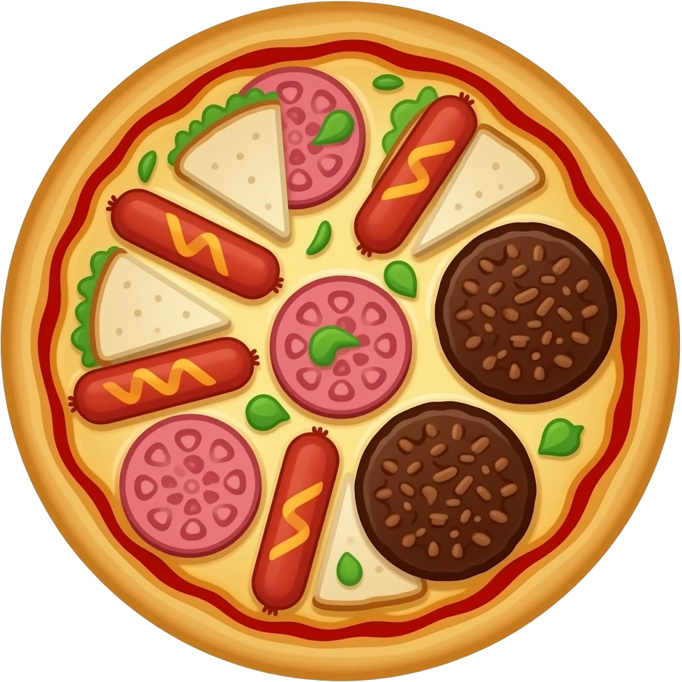 Pizza mixed a hotdog mixed with a sandwich mixed with a burger emoji