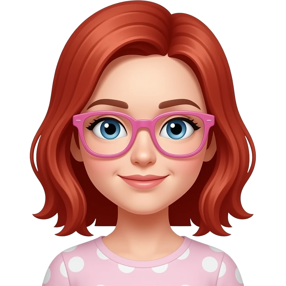 Girl with pink glasses and red hair emoji