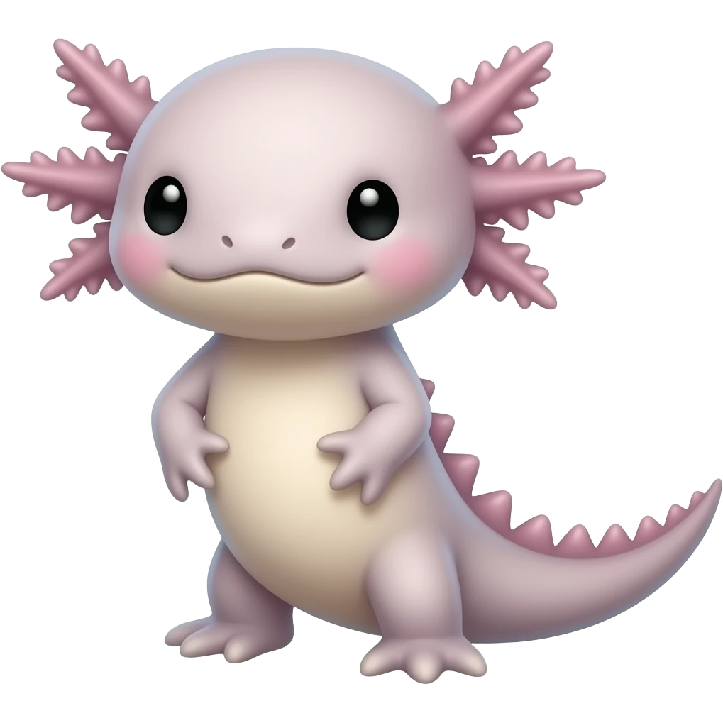Cute cartoon Axolotl in WhatsApp emoji style emoji