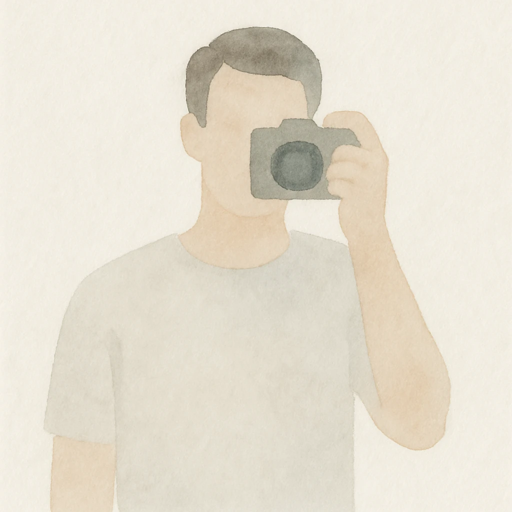 man taking a selfie with a camera, simple background emoji