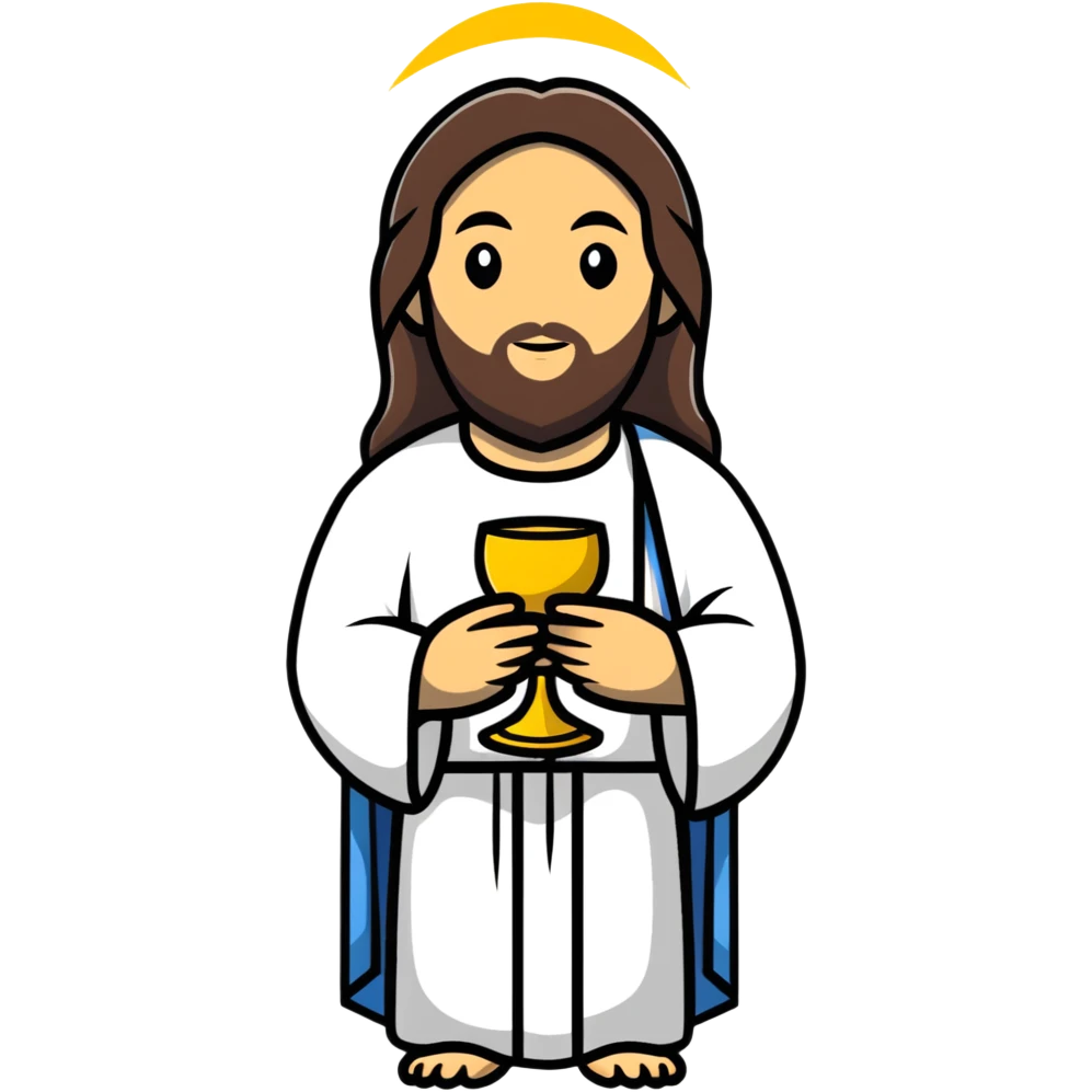 Jesus holding the Eucharist and chalice, celebrating mass emoji