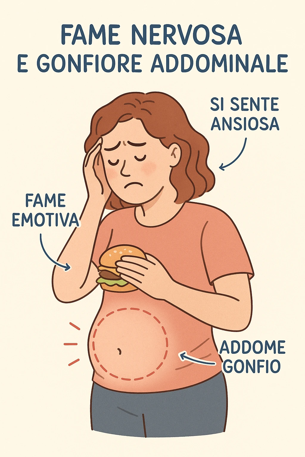 fame nervosa gonfiore addominale in italiano emoji
