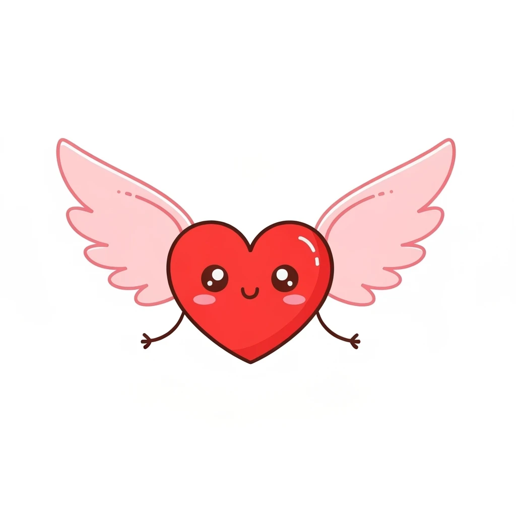 kpop heart with wings, cute, expressive, minimal emoji