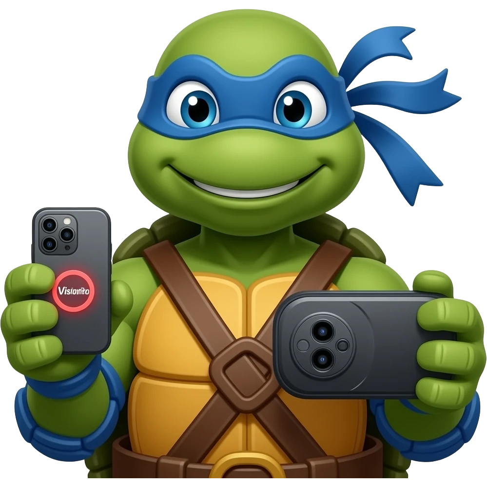 splinter-(teenage-mutant-ninja-turtles) holding a visionPro device on one hand and an Android XR device on the other hand emoji