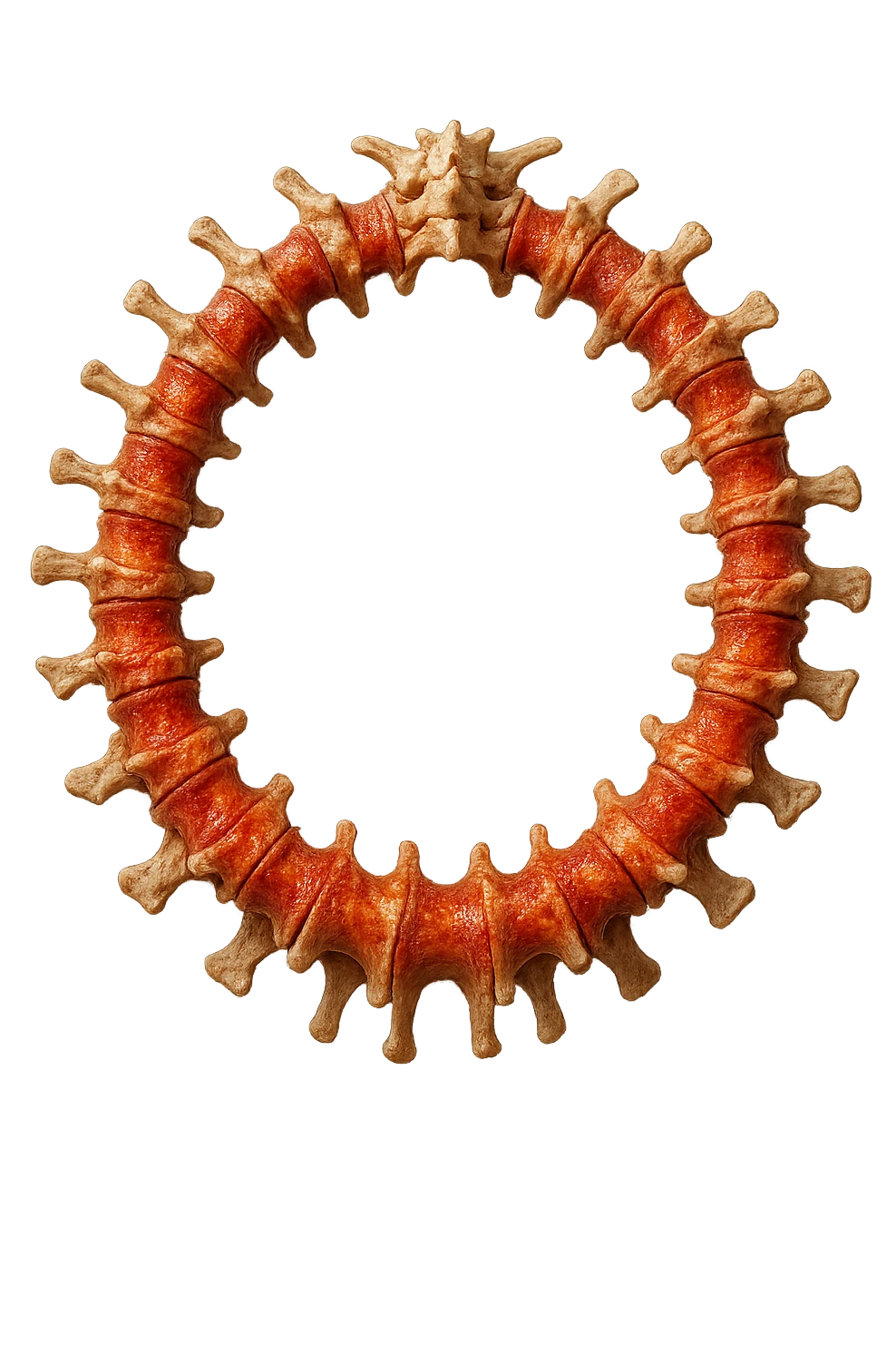 SPINA DORSALE ANATOMICA UMANA REALISTICA infiammata CHIUSA A CERCHIO, iperrealistica 4k, non disegnata emoji