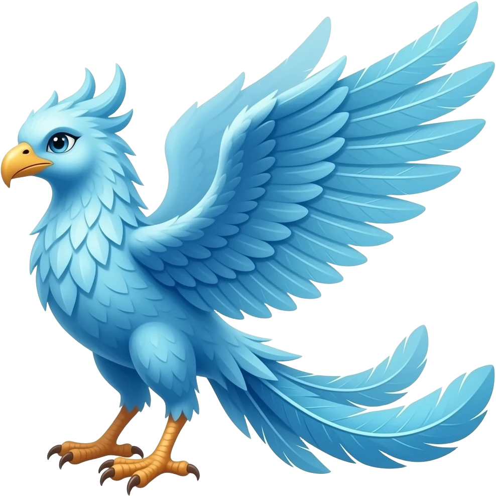 Phoenix emoji but instead of fire feathers,icy blue feathers. The Phroeezenix emoji