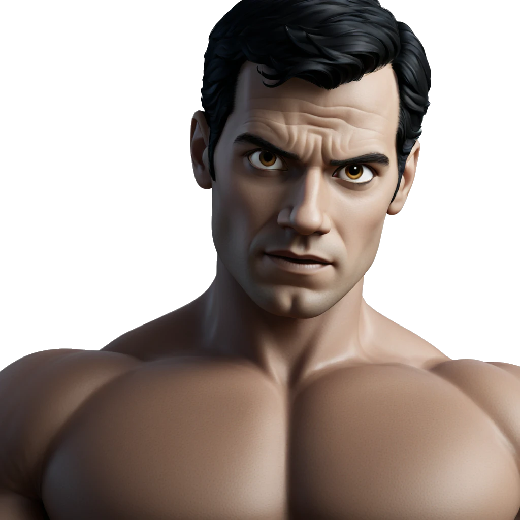 muscular man with black hair emoji
