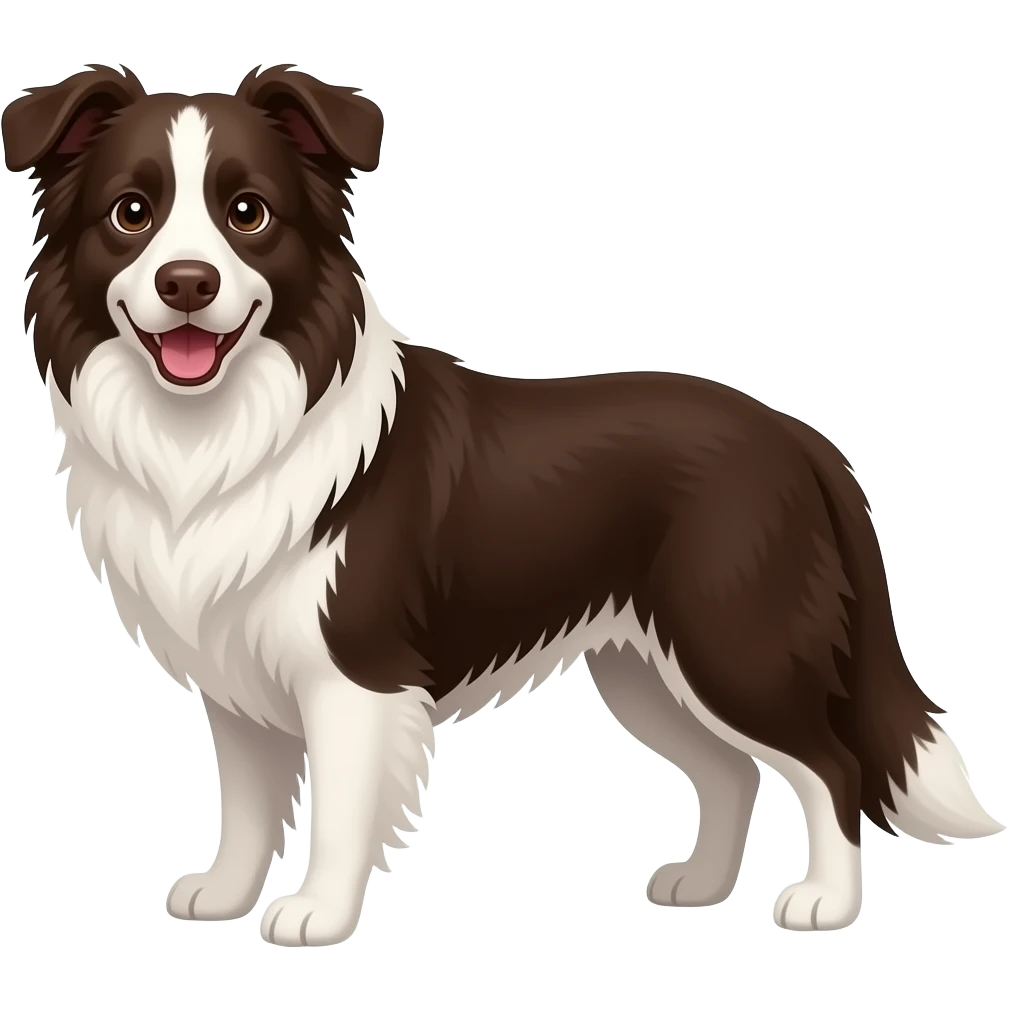border collie with chocolate face, no white emoji