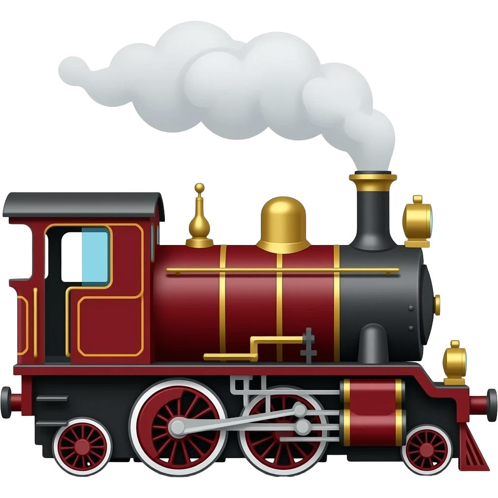 Maroon steam train emoji style side view emoji