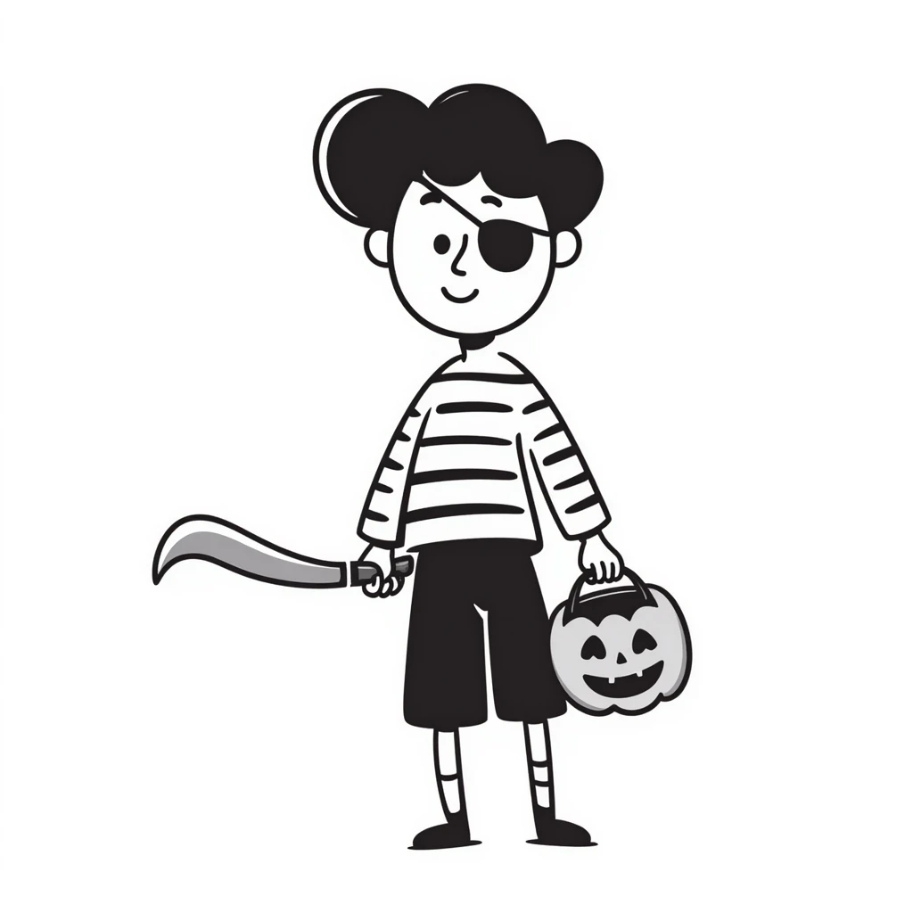 A pirate dressed up for Halloween emoji
