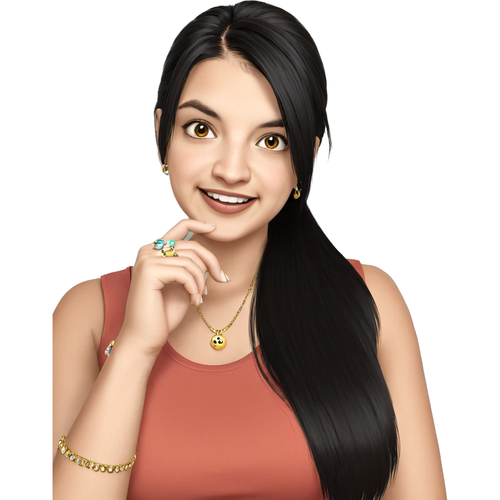 smiling girl with jewelry emoji