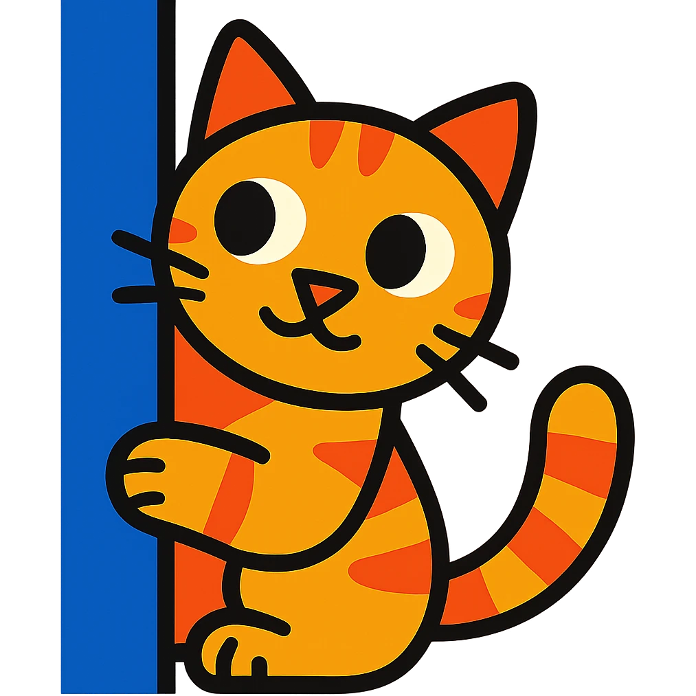 a curious cat peeking around a corner emoji