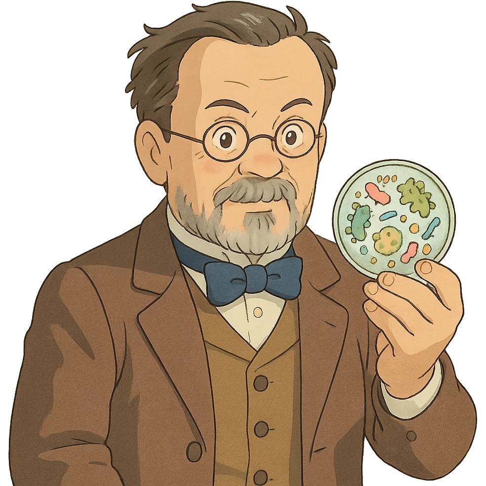 louis pasteur petri dish and germs emoji