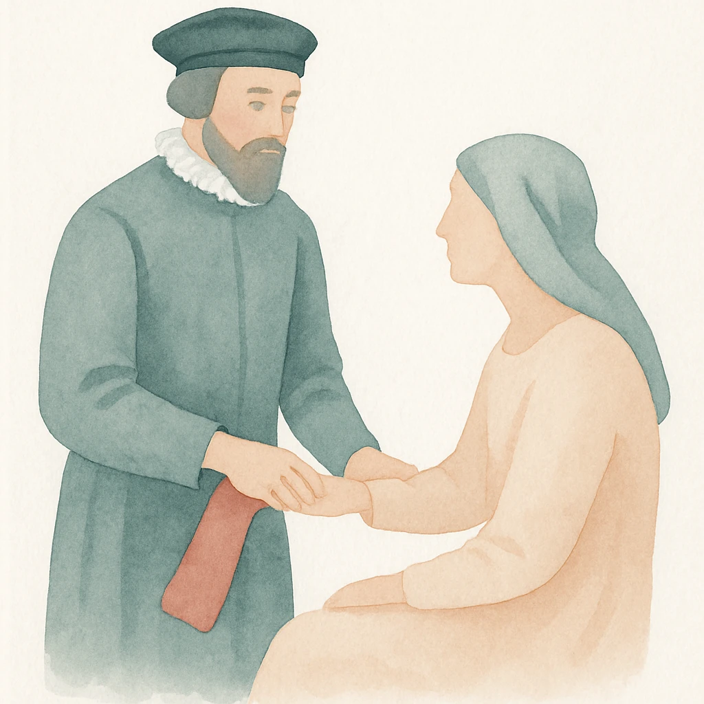 Tudor doctor, consulting a patient emoji