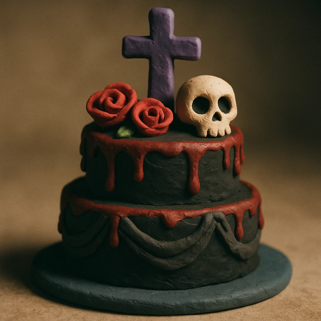 gothic cake, claymation style emoji