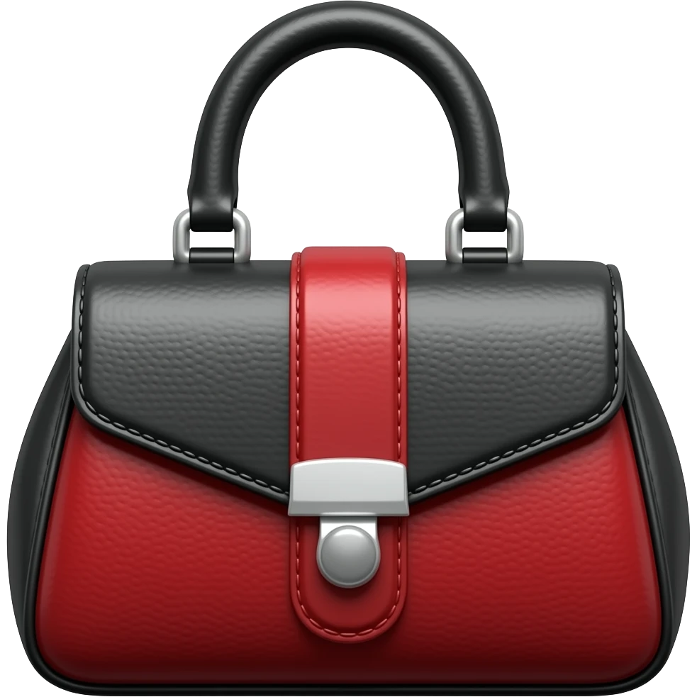 woman black and red handbag with silver emoji