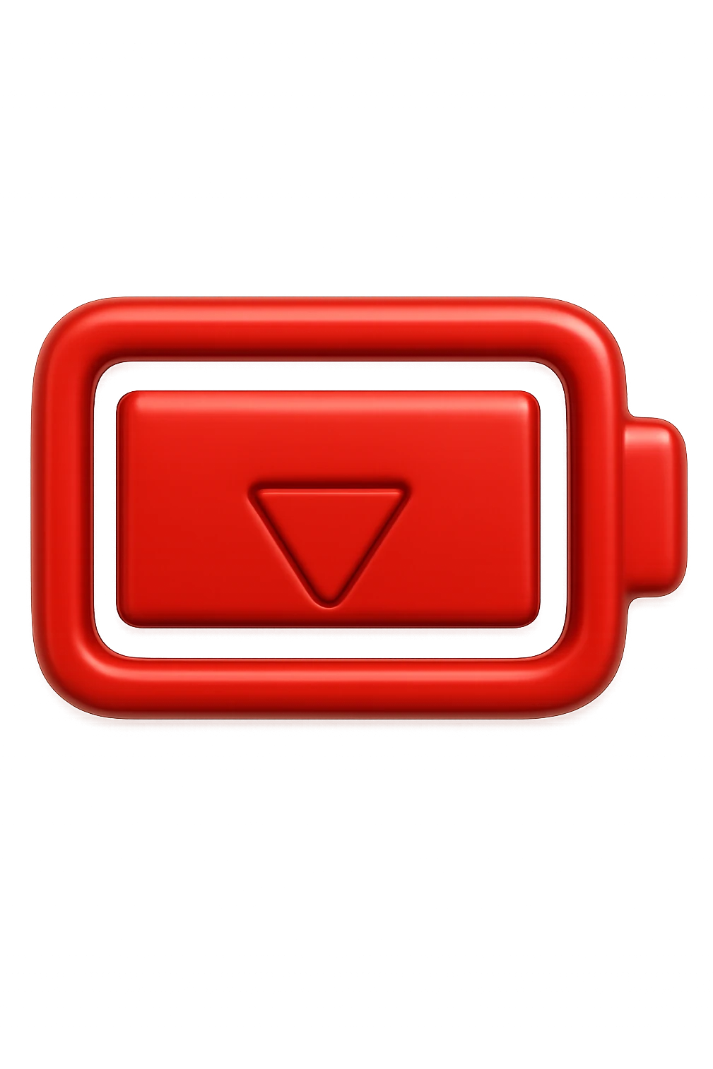EMOJI STILE IPHONE DI UNA BATTERIA ROSSA SCARICA IN 3D emoji