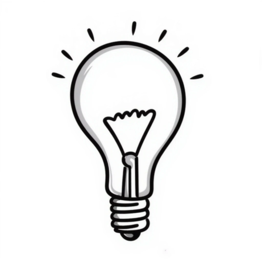 glowing lightbulb representing an idea hand drawn doodle style emoji