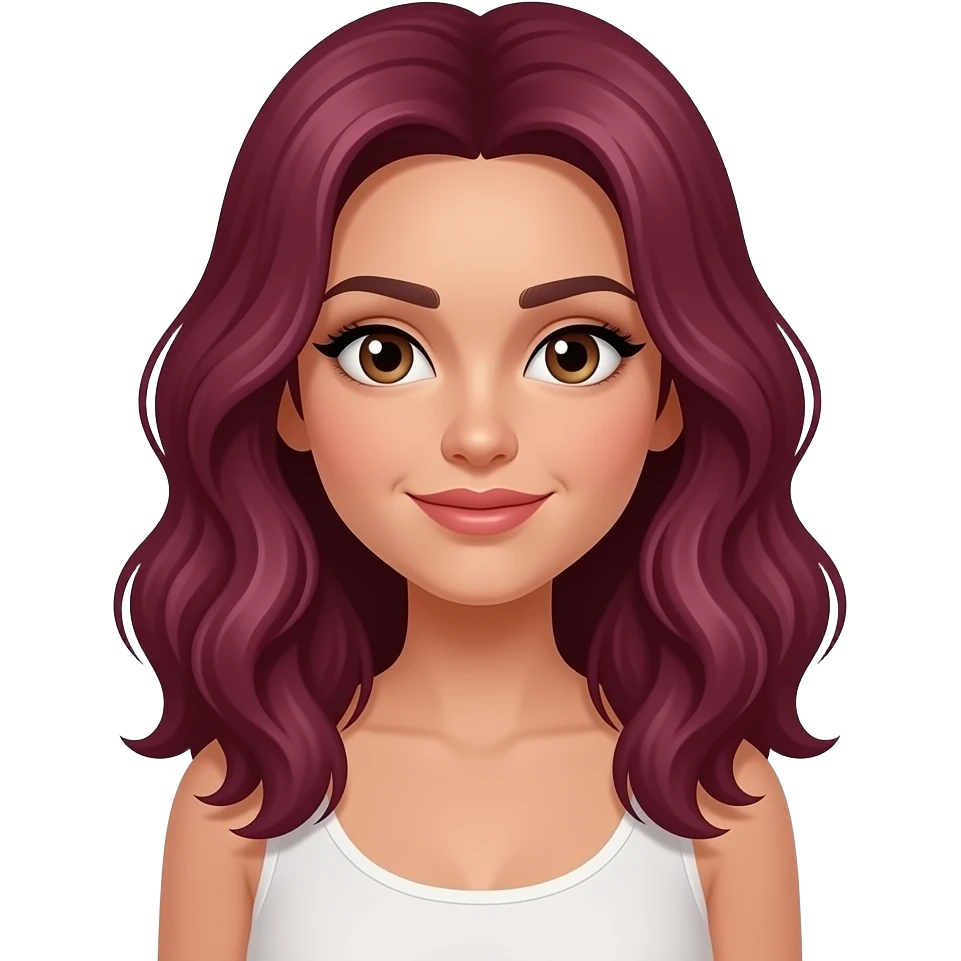 A girl with a wheatish complexion and wavy maroon hairAnd make it a feminine position emoji