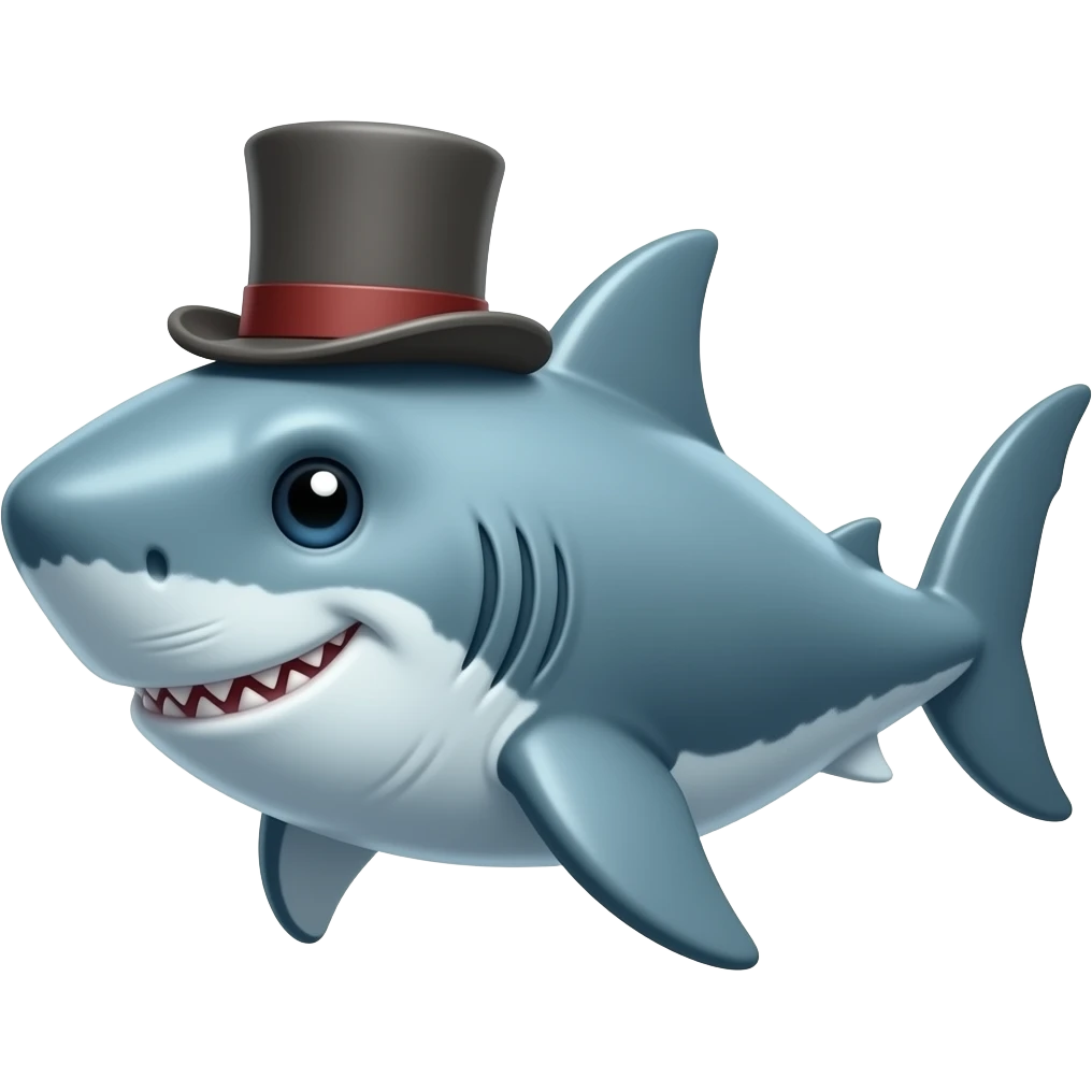 Shark with a top hat emoji