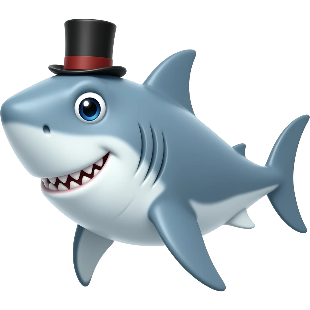 Shark with a top hat emoji