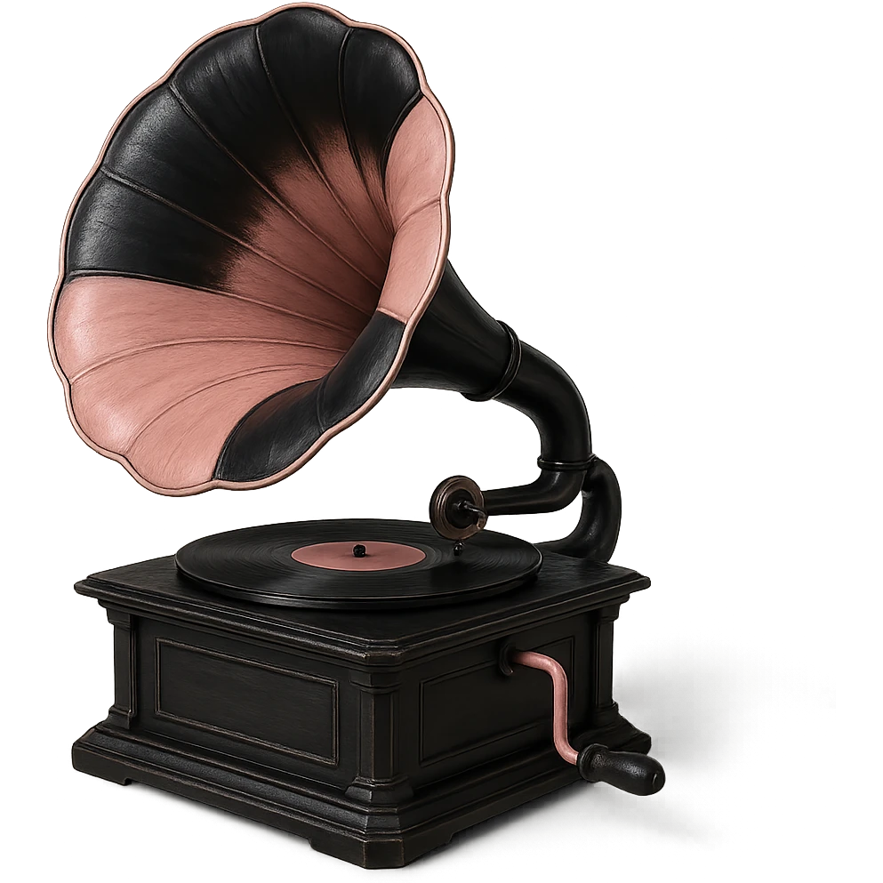 black and pink gramophone emoji