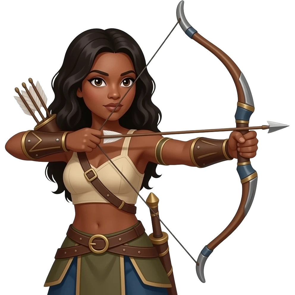 Pencil drawing brown Female warrior with a bow and arrow emoji