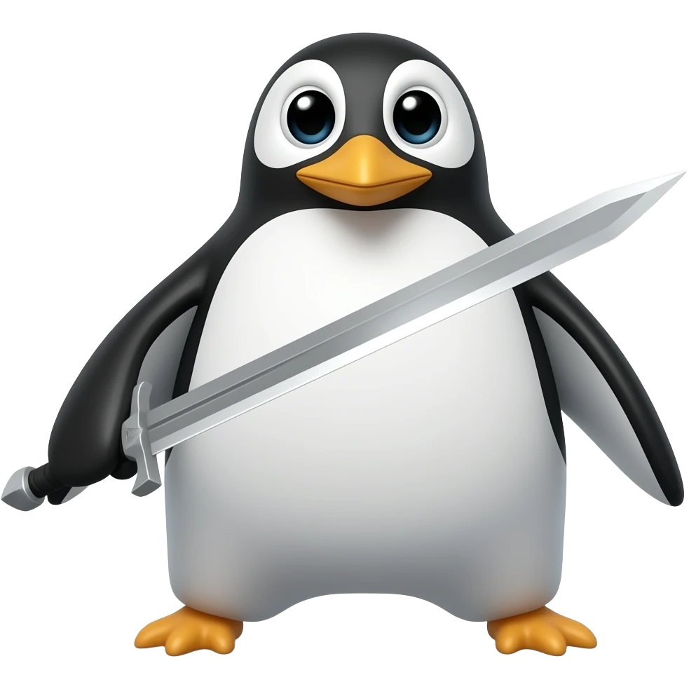 Penguin with a sword emoji