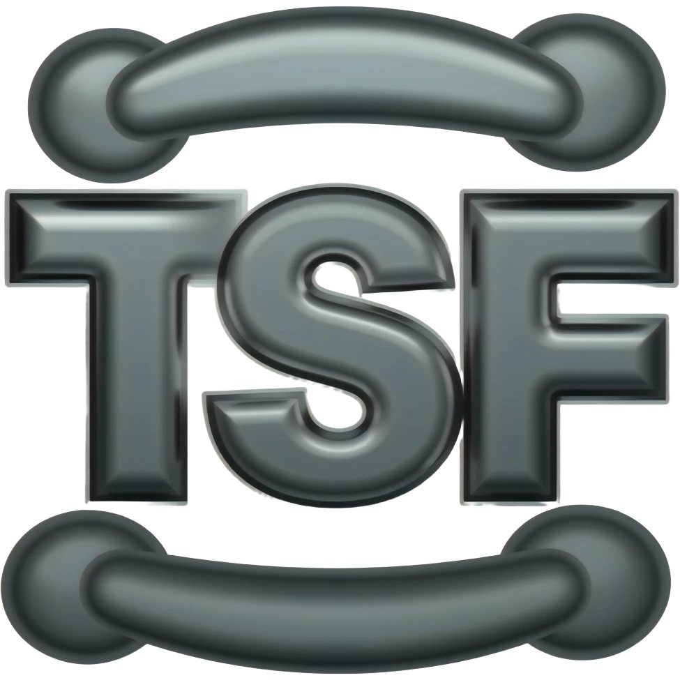make a black and white logo with connected letters TSF emoji