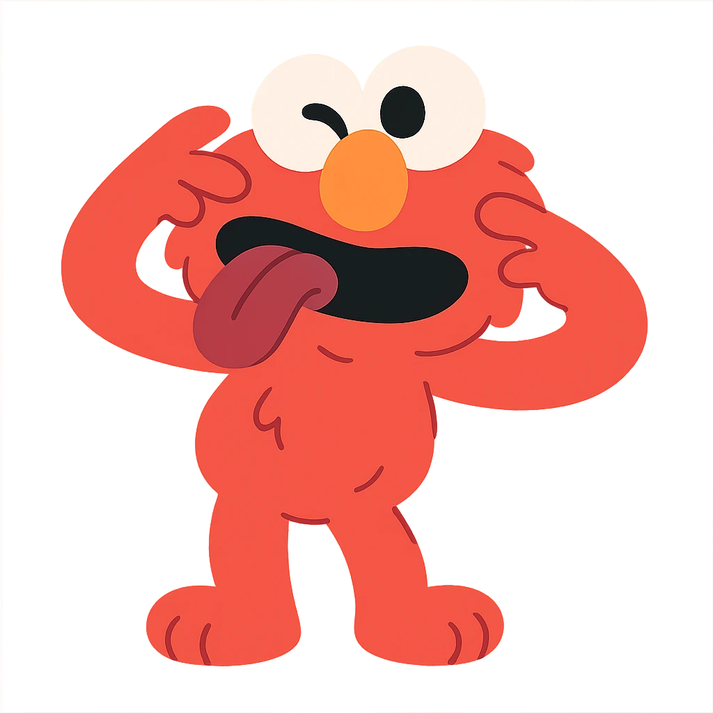Elmo making a silly face emoji