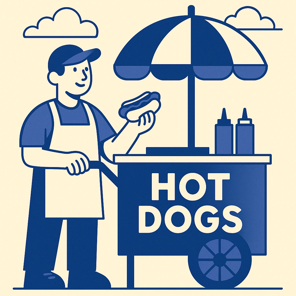 hotdog seller in New York with cart emoji