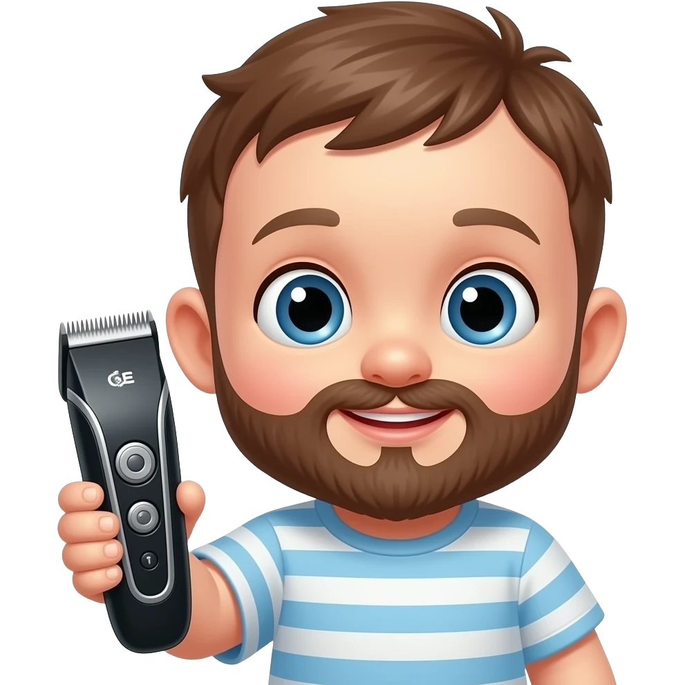 Baby with beard trimmer emoji