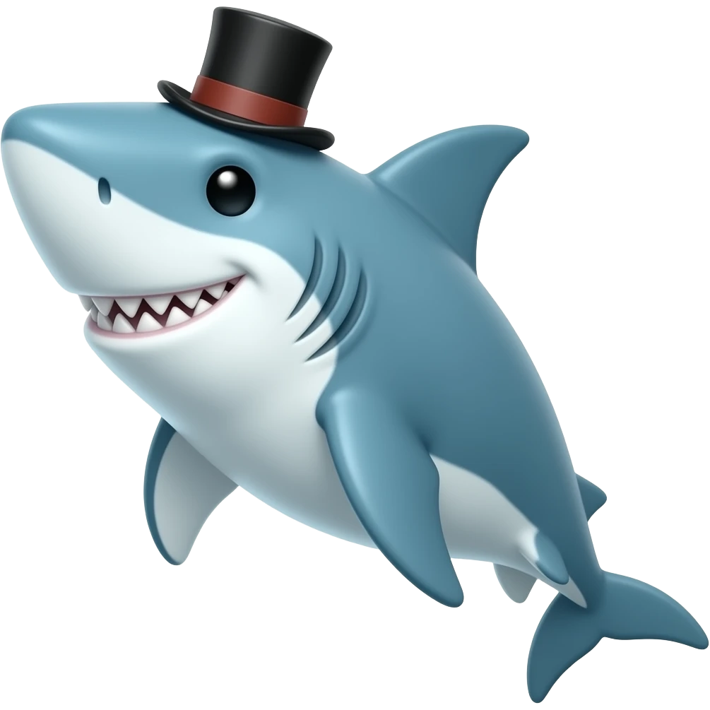 Shark with a top hat emoji