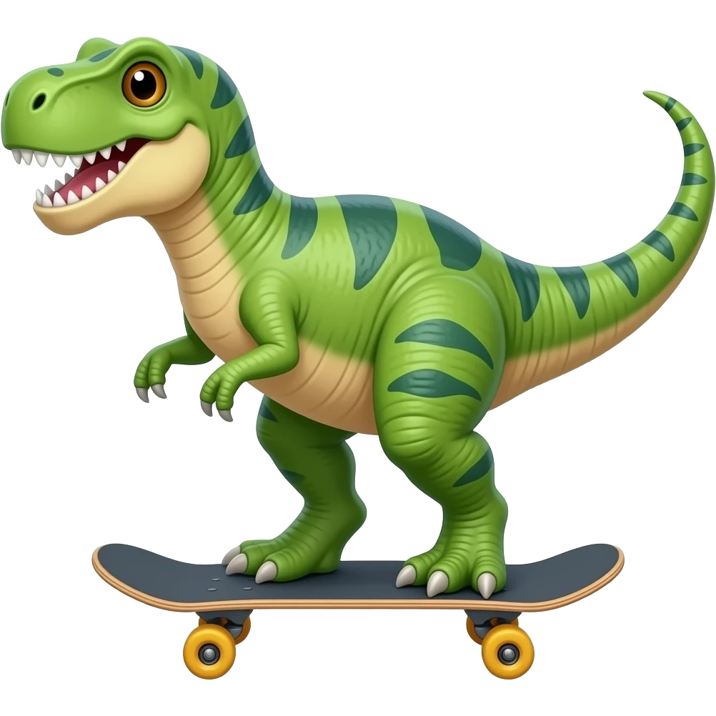 Dinosaur on a skateboard emoji