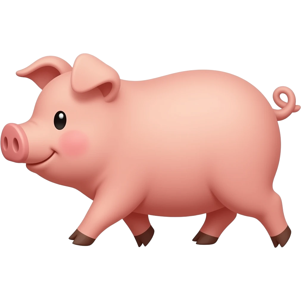 Cartoon pig on fours walks emoji