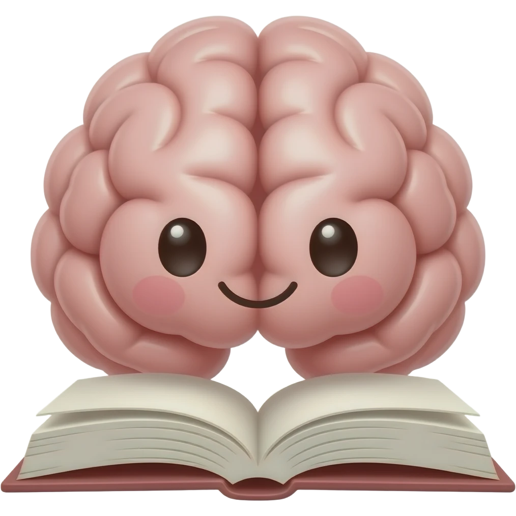 Cerebro cute leyendo un libro facil de dibujar emoji