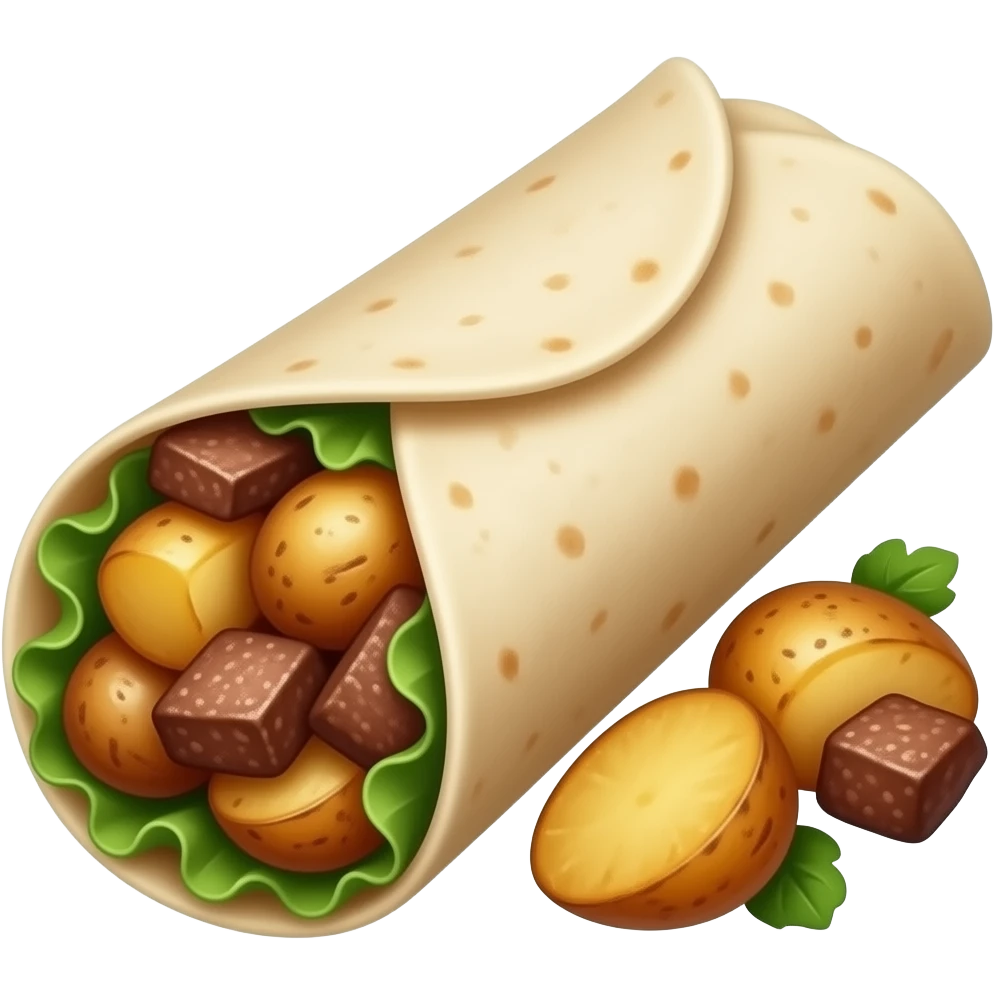 Napravi burito ali sa krompirom i mesom, da izgleda kao pravi emoji