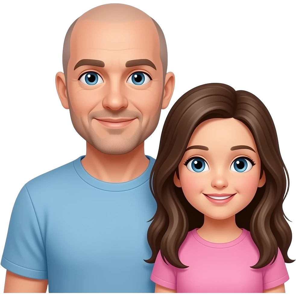 Uomo calvo  con figlia capelli lunghi emoji
