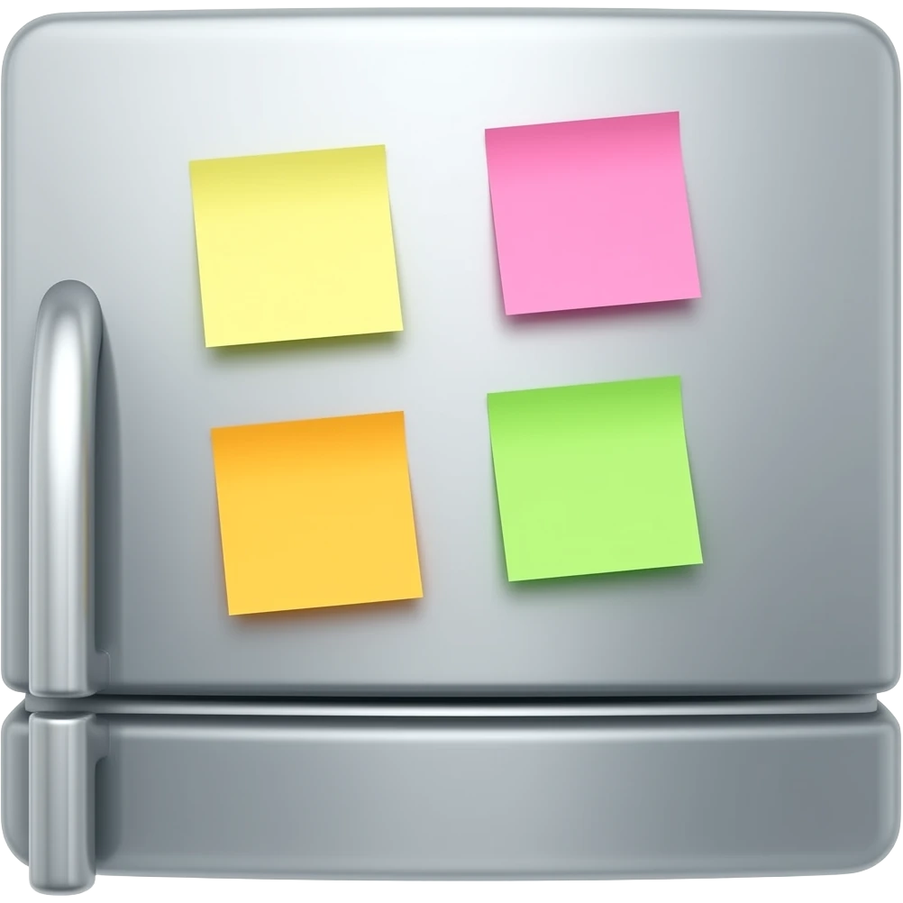4 sticky notes sticked on a fridge door emoji