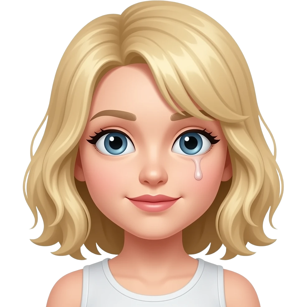 A blonde girl with cum shots on her face emoji