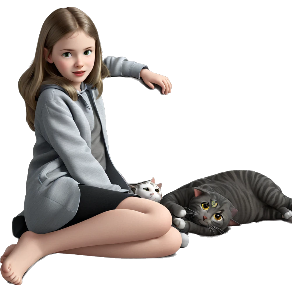 cozy girl with cat indoors emoji