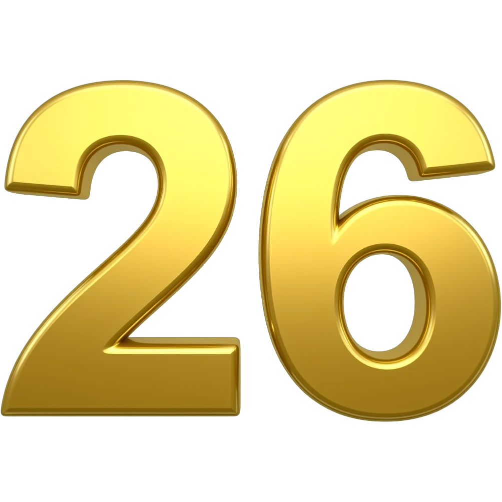 26 number golden colour emoji