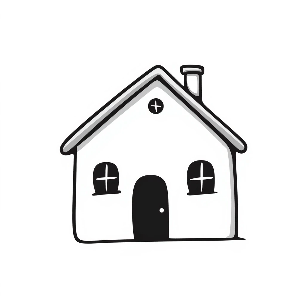 house, hand drawn doodle style emoji