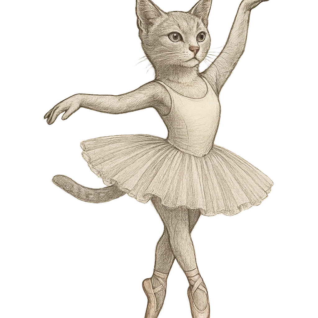 cat ballet dancing, elegant style emoji