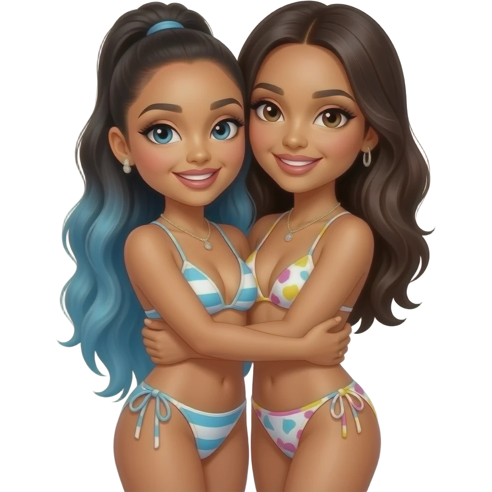 ariana grande hugging naomi scott in tiny bikinies emoji