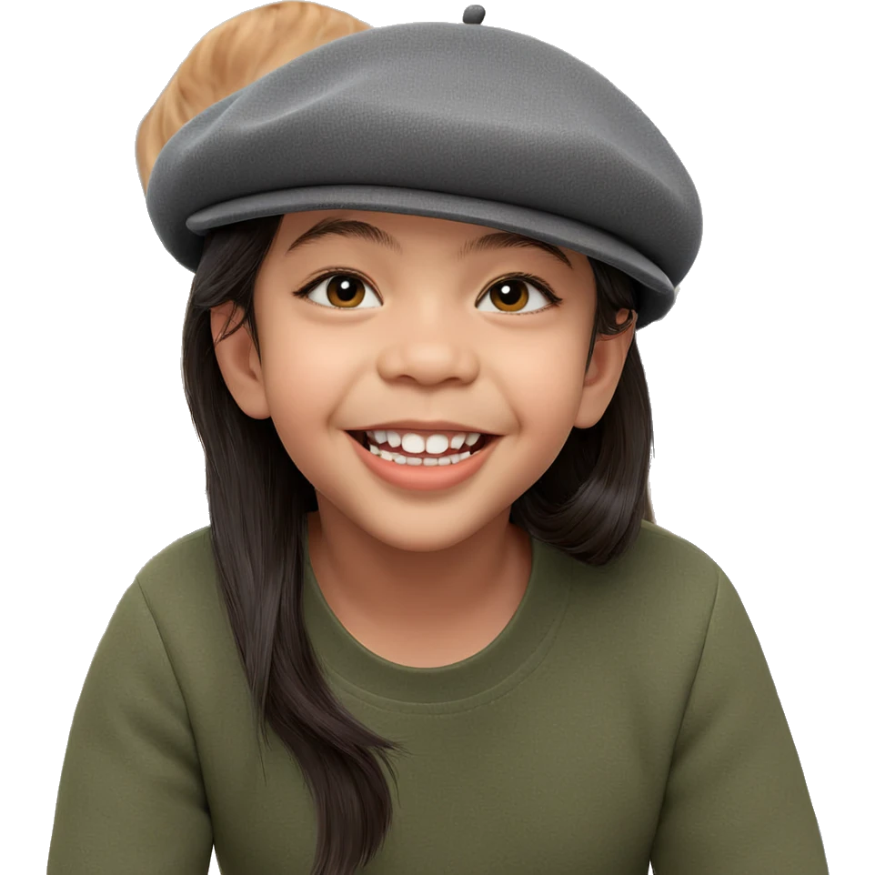smiling girl in beret emoji